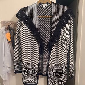 Susan Graver Black and White Patterned Cardigan
